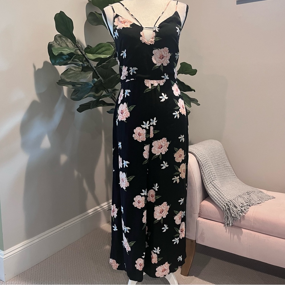 TOPSHOP Black Floral Jumpsuit